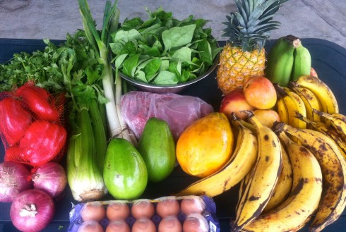 This is an example of what I have to lug home from my local supermarket every week! If you're not getting exercise just by carrying your veggies home, you're not eating enough?