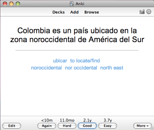And here's the same card with it's "answer" shown below in blue.