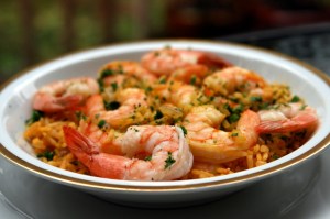 This seafood rice (arroz de mariscos) is spectacular, especially when it's full of shrimp like this