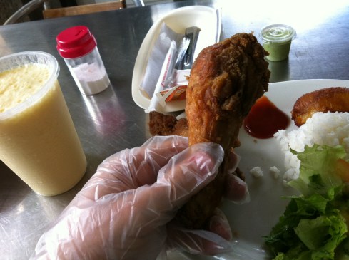 Gloves for eating chicken are such a great idea.